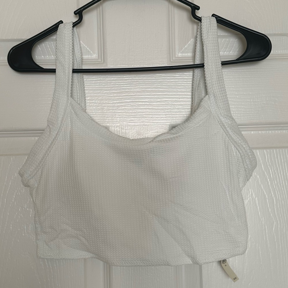 Aerie White Waffle Bikini Top